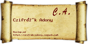 Czifrák Adony névjegykártya